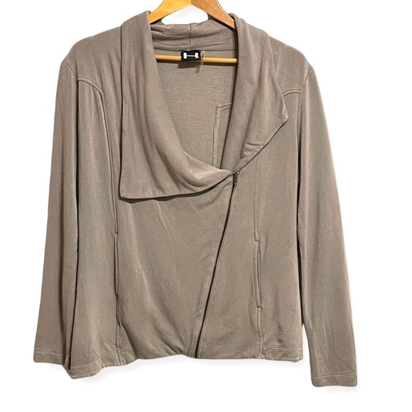 H by Bordeaux Asymmetrical Moto Fleece Knit Jacket Size M - Picture 8 of 8